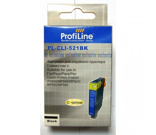 Картридж ProfiLine CLI-521BK с чипом водный совместимый для Canon